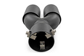 Exhaust Tip | Black | Red RC Logo | 2.5-3 Inch Pipe Single Inlet | Dual Outlet